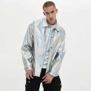 PU Leather Jacket Men | Metallic | Colorful | Reflective | Alligator Texture | Streetwear Manufacturer