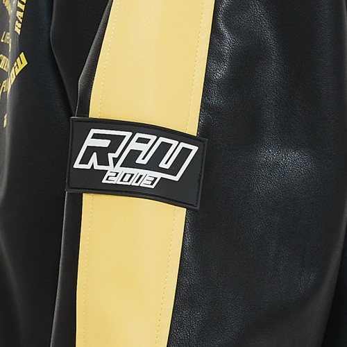 Faux Leather Jacket | Racing | Biker | Button | Applique Embroidered | Streetwear Manufacturer