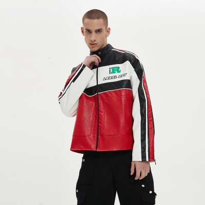 Leather Racing Jacket Men | Motorcycles | Zip Up | Embossed | Printing | Custom Streetwear