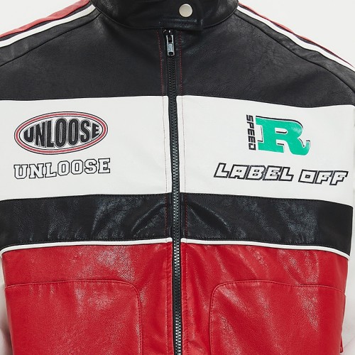 Leather Racing Jacket Men | Motorcycles | Zip Up | Embossed | Printing | Custom Streetwear