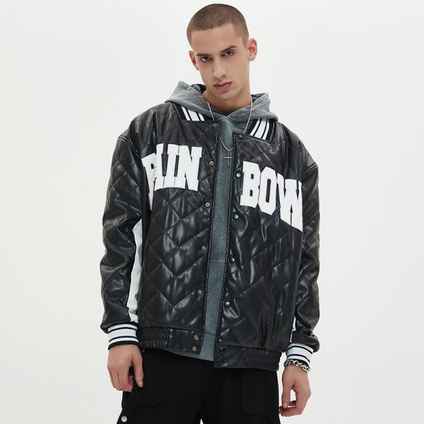 Leather Varsity Jacket | Diamond Quilted | Embroidered | Applique | Streetwear Manufacturer