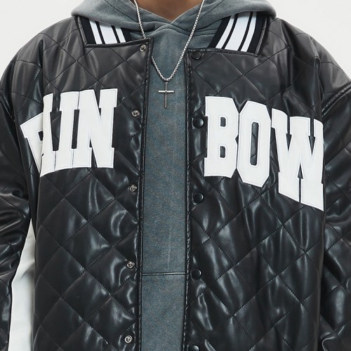 Leather Varsity Jacket | Diamond Quilted | Embroidered | Applique | Streetwear Manufacturer