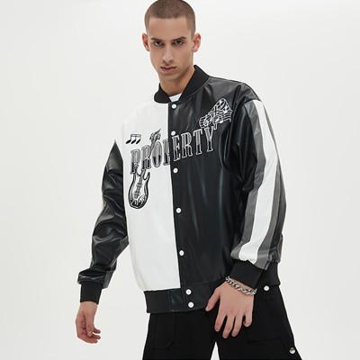 Leather Varsity Jacket Men | Two Tone | Embroidered | Hip Hop Jacket Manufacturer