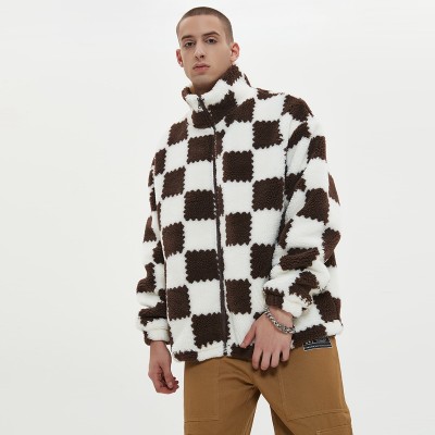 Checkered Sherpa Jackets Men | Plaid Fleece | Zip Up | With Removable Scrarf | Streetwear Manufacturer