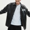 Chaqueta de cuero sintético para hombre | Acolchada | Estampada a medida | Abotonada | Fabricante de ropa de calle