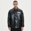 Chaqueta de cuero sintético para hombre | Acolchada | Estampada a medida | Abotonada | Fabricante de ropa de calle