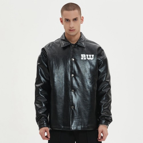 PU Leather Jacket Men | Padded | Custom Printed | Button Up | Streetwear Manufacturer