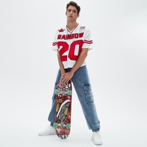 Kurzes Jersey-T-Shirt für Herren | Patch-Stickerei | Sport-Mesh | Hersteller von maßgeschneiderter Streetwear