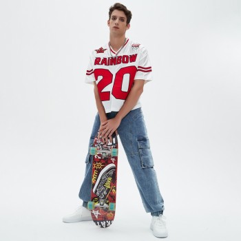 Cropped Jersey T-shirt Men | Patch Embroidery | Sports Mesh | Custom Streetwear Manufacturer