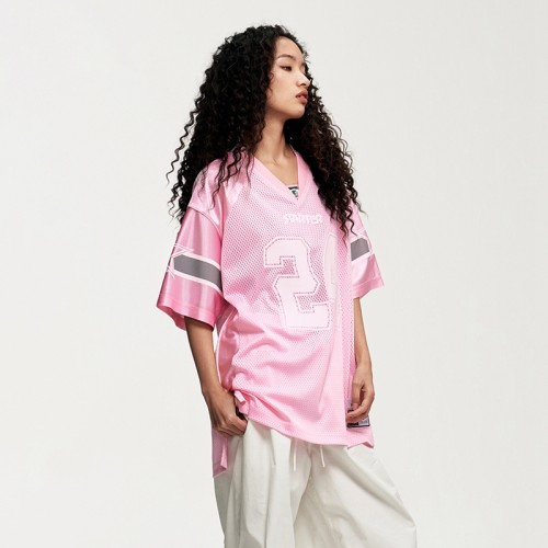 Oversized Jersey T shirt Women | American Vintage Sports | V Neck | Printing | Streetwear Supplier