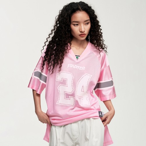 Oversized Jersey T shirt Women | American Vintage Sports | V Neck | Printing | Streetwear Supplier