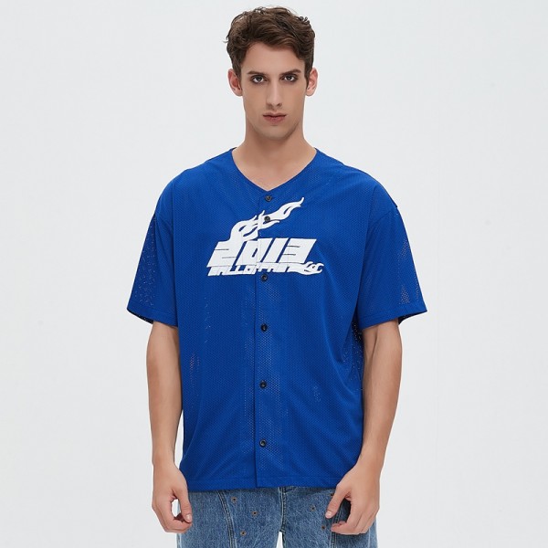 Klein Blue Baseball Jersey Men | Applique Embroidery | Printed | Mesh T shirt | Custom Streetwear