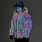 Rainbow Reflective Puffer Jacket Men | Luminous | Hooded | Zip Up | Custom Streetwear Manufacturer