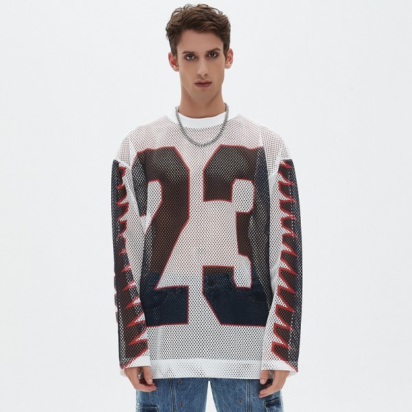 Long Sleeve Mesh Jersey Men | Oversized | Large Number Printed | Streetwear Supplier