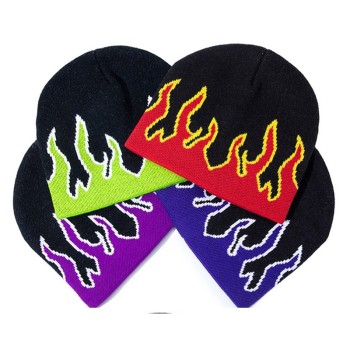 Custom Beanie Knitted Hat | Fall Winter | Soft Cotton | Flame | For Men And Women | Streetwear Caps