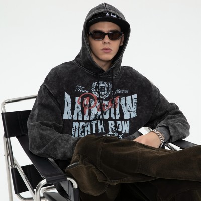 Graphic Acid Wash Hoodie Men | Oversized | Vintage | DTG Print | Custom Streetwear Manufacturer