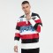 Striped Long Sleeve Polo Shirt | Leather Contrast | With Embroidery Logo | Custom Streetwear