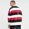 Striped Long Sleeve Polo Shirt | Leather Contrast | With Embroidery Logo | Custom Streetwear