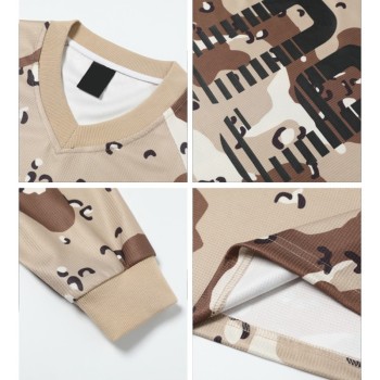Camo Long Sleeve T shirt Men | Sublimation | V Neck Jersey | Custom Streetwear Manufacturer