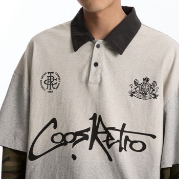 Double Layer Long Sleeve T-shirt | Camo Contrast Polo | Vintage Wash | Custom Streetwear