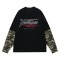 Double Layer Long Sleeve T-shirt | Oversized | Camo Sleeve | Printing Logo | High Street Men