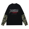 Double Layer Long Sleeve T-shirt | Oversized | Camo Sleeve | Printing Logo | High Street Men