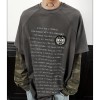 Double Layer Long Sleeve T-shirt | American Retro | Camouflage | Oversized Streetwar Men