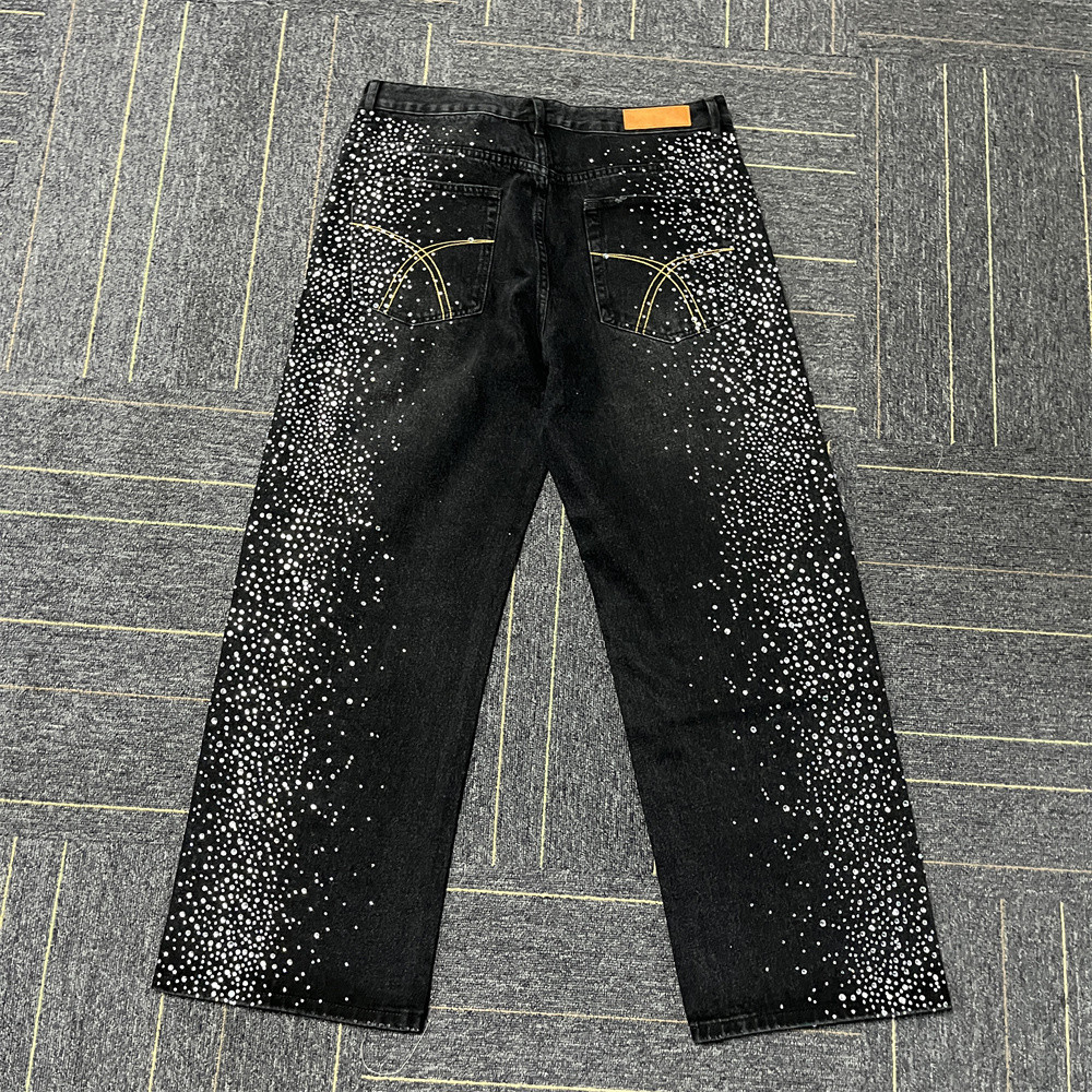 Vaqueros holgados con diamantes de imitación para hombre