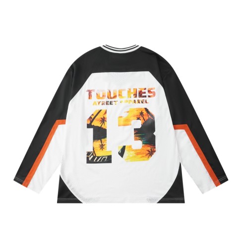 Mesh Jersey T-shirt | Beach Heat Transfer Printing | Long Sleeve | Streetwear Clothing Supplier