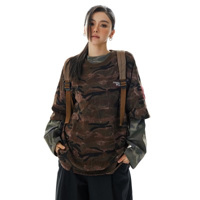 Women's Oversized Camo T-shirt | Drop Shoulder | Y2K Clothing | Streetwear Manufacturer China