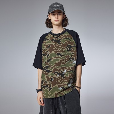 Camouflage T shirt Men | Heavy Weight | 280 GSM | Raglan Sleeve |  | Custom Summer Streetwear