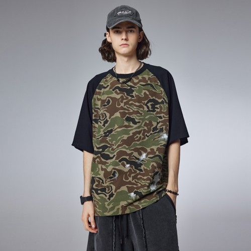 Camouflage T shirt Men | Heavy Weight | 280 GSM | Raglan Sleeve |  | Custom Summer Streetwear