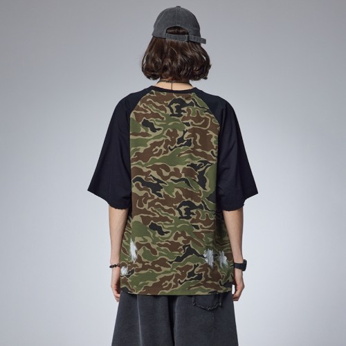 Camouflage T shirt Men | Heavy Weight | 280 GSM | Raglan Sleeve |  | Custom Summer Streetwear