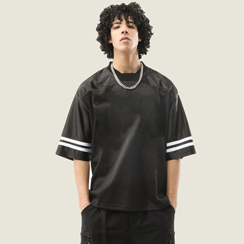 Mesh Jersey T-shirt | 240 GSM | Retro Soccer Basketball | V Neck | Y2K Clothing Men