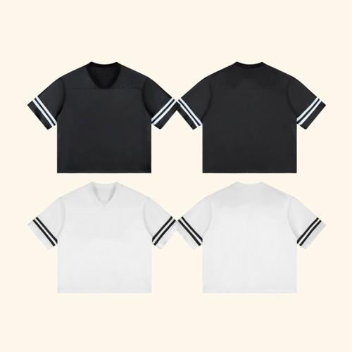 Mesh Jersey T-shirt | 240 GSM | Retro Soccer Basketball | V Neck | Y2K Clothing Men