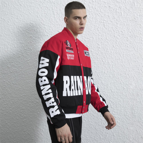 Vintage Racing Motorcycle Jacket Men | Embroidered Patch | Custom Streetwear Manufacturer