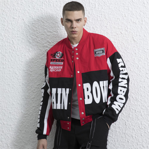 Vintage Racing Motorcycle Jacket Men | Embroidered Patch | Custom Streetwear Manufacturer