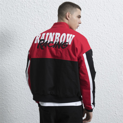 Vintage Racing Motorcycle Jacket Men | Embroidered Patch | Custom Streetwear Manufacturer