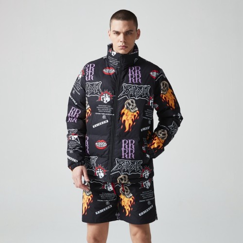 Graphic Print Puffer Jacket Men | Boxy Fit | Padded | Streetwear Manufacturer China