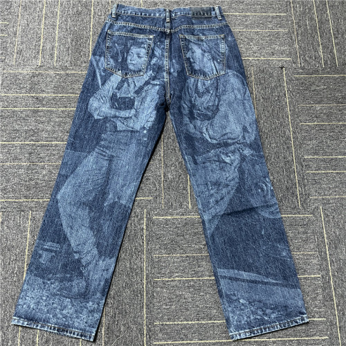 Vintage Wash Graffiti Jeans Men | Straight Leg Denim Pants | Digital Print | Suppliers of Clothing