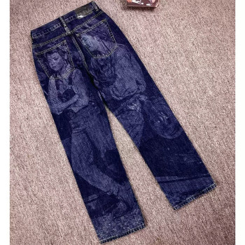 Vintage Wash Graffiti Jeans Men | Straight Leg Denim Pants | Digital Print | Suppliers of Clothing
