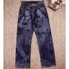 Vintage Wash Graffiti Jeans Men | Straight Leg Denim Pants | Digital Print | Suppliers of Clothing