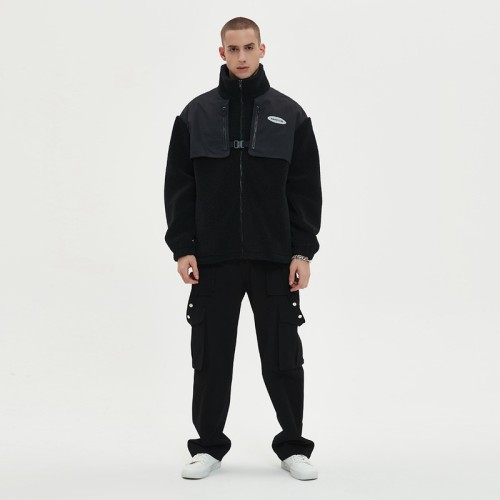 Sherpa Track Jacket Men | Reflective Logo | Zip Up | Streetwear Manufacturer China
