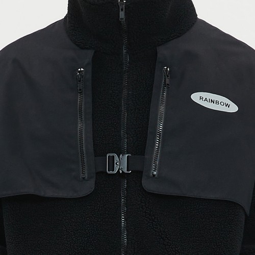 Sherpa Track Jacket Men | Reflective Logo | Zip Up | Streetwear Manufacturer China