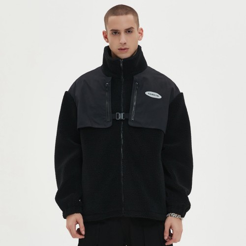 Sherpa Track Jacket Men | Reflective Logo | Zip Up | Streetwear Manufacturer China