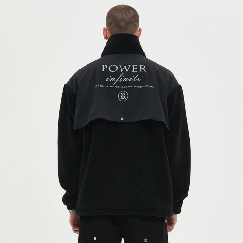 Sherpa Track Jacket Men | Reflective Logo | Zip Up | Streetwear Manufacturer China