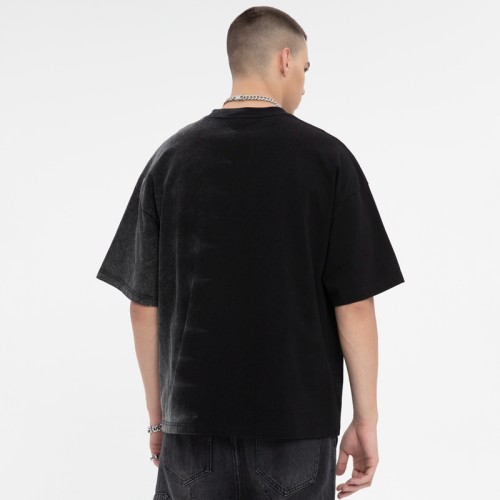 Boxy Cropped T-shirt Men | Acid Wash Sun Faded | Graphic | 260 GSM | Oversized Streetwear