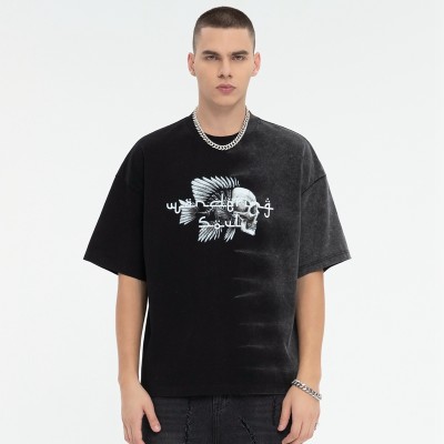 Boxy Cropped T-shirt Men | Acid Wash Sun Faded | Graphic | 260 GSM | Oversized Streetwear