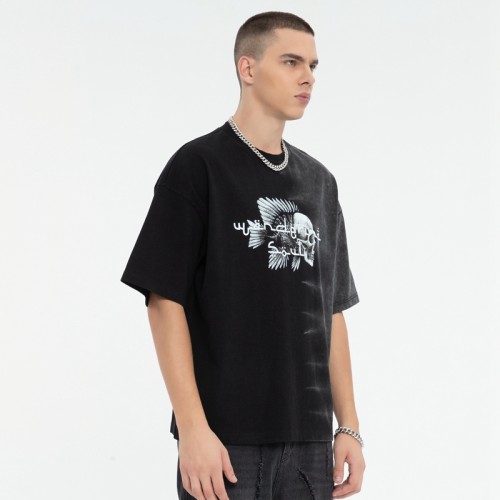 Boxy Cropped T-shirt Men | Acid Wash Sun Faded | Graphic | 260 GSM | Oversized Streetwear