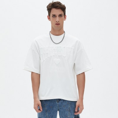 Mock Neck Boxy T-shirt Men | Padded Embroidery | Heavyweight | Custom Oversized Streetwear